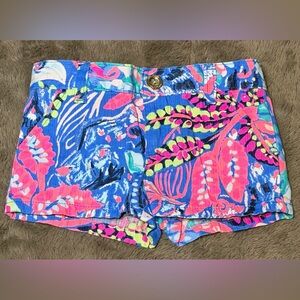 Lilly Pulitzer - Girl’s Purple (Fantasy Garden) Mini Callahan Shorts, Size - 2